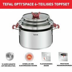 New Tefal Ensemble De Casseroles Opti Space 6 Pieces G720S6