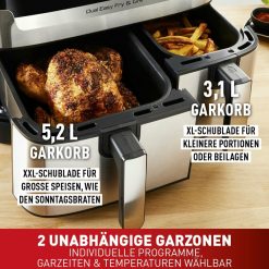 New Tefal Double Easy Fry & Grill 8,3 L En Acier Inoxydable Ey905D